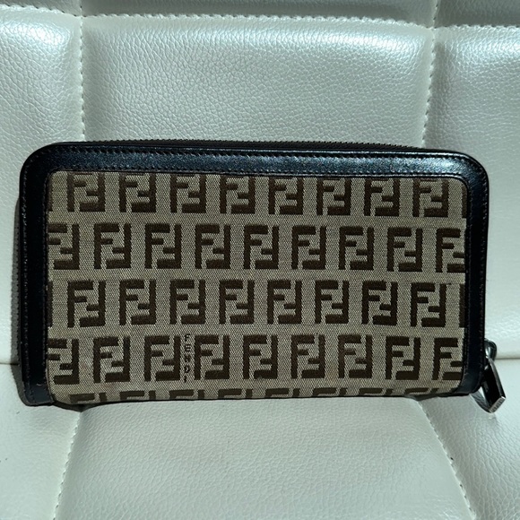 Fendi zucchini long zippy zip around wallet tan signature FF mini zucca - Picture 1 of 15